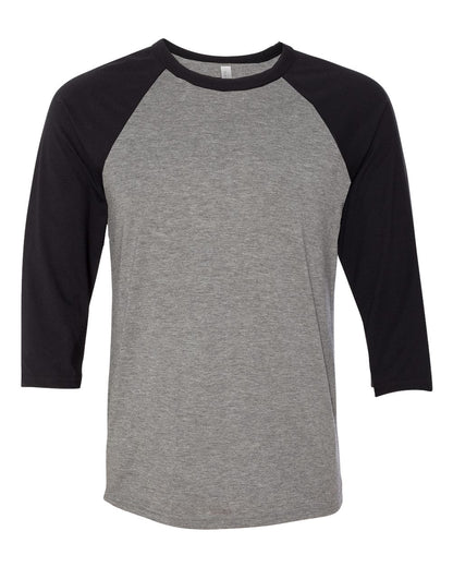 Bella+Canvas 3200 Unisex 3/4 Sleeve Baseball Tee - Deep Heather/Black