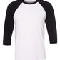 Bella+Canvas 3200 Unisex 3/4 Sleeve Baseball Tee - White/Black
