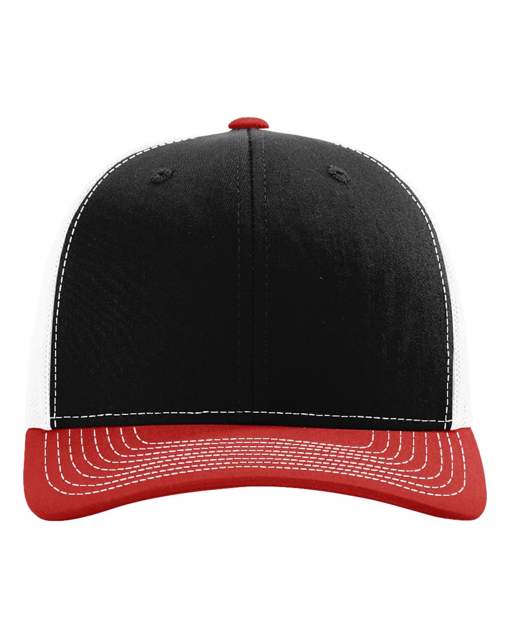 Richardson 112 Snapback Trucker Cap - Black/White/Red