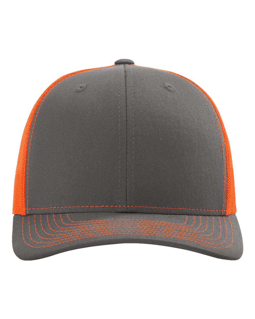 Richardson 112 Snapback Trucker Cap - Charcoal/Neon Orange