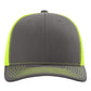 Richardson 112 Snapback Trucker Cap - Charcoal/Neon Yellow