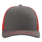 Richardson 112 Snapback Trucker Cap - Charcoal/Red