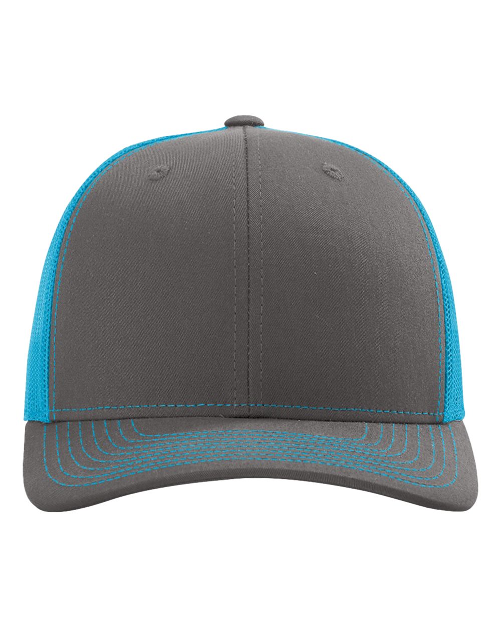 Richardson 112 Snapback Trucker Cap - Charcoal/Neon Blue