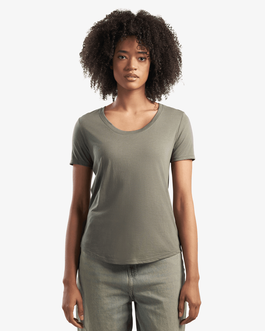Jerico Style 52 Ladies Bamboo Relaxed Fit Scoop Bottom T-Shirt - Grey Sage