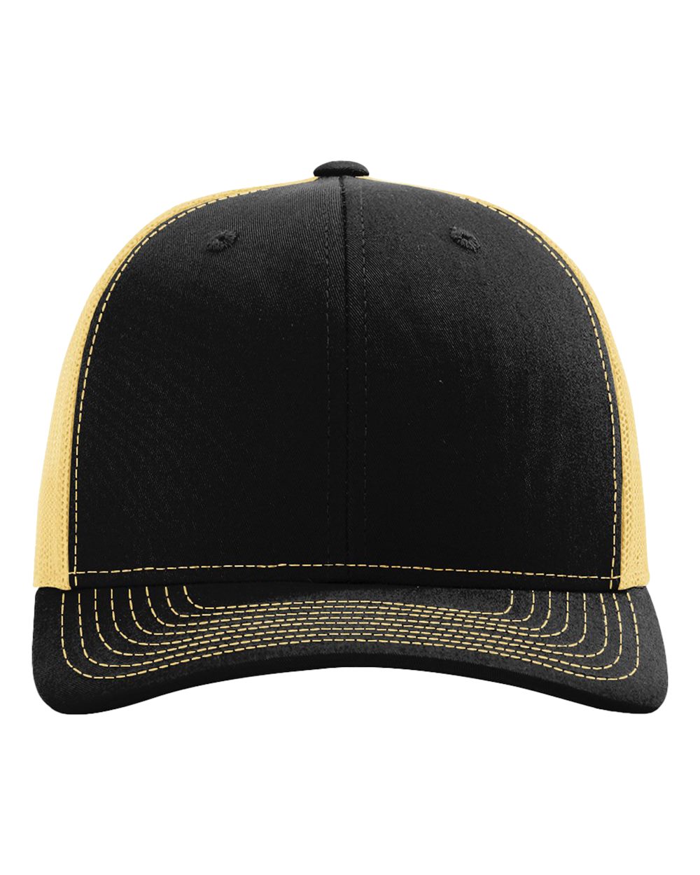 Richardson 112 Snapback Trucker Cap - Black/Vegas Gold