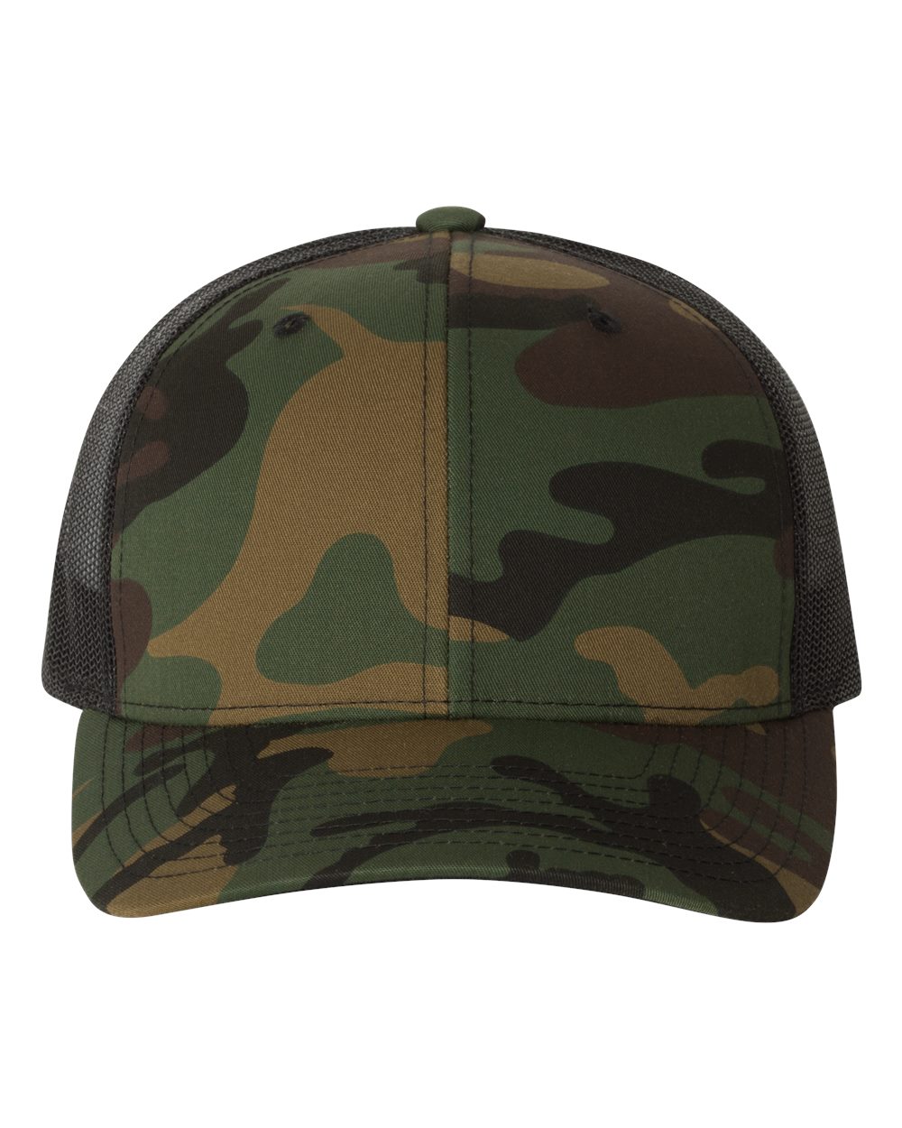 Yupoong 6606 Retro Trucker Cap - Green Camo/Black
