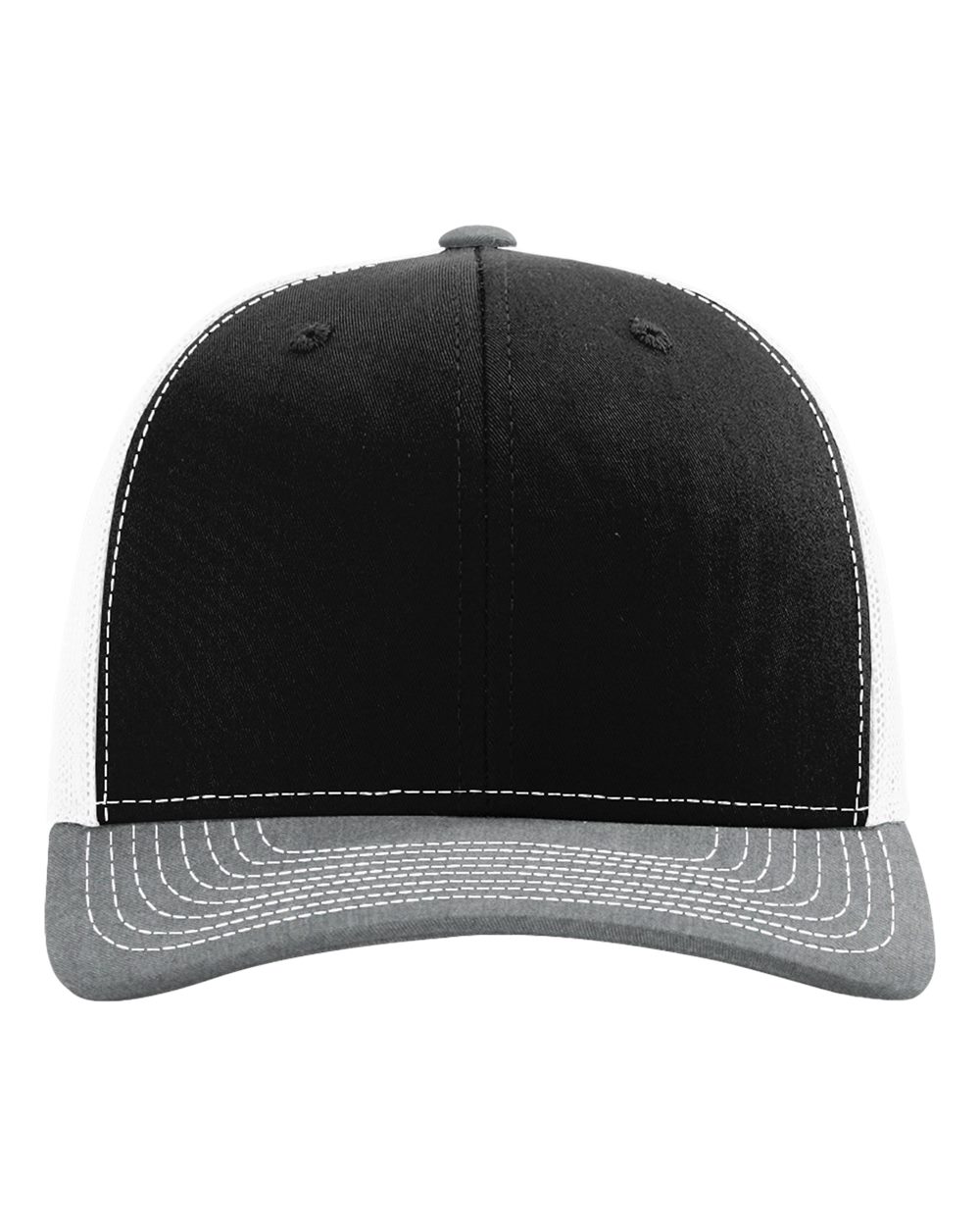 Richardson 112 Snapback Trucker Cap - Black/White/Heather Grey