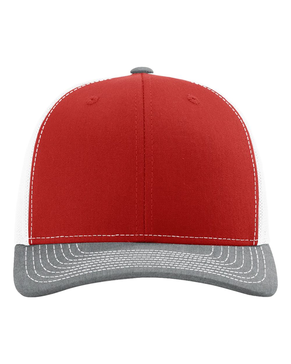 Richardson 112 Snapback Trucker Cap - Red/White/Heather Grey