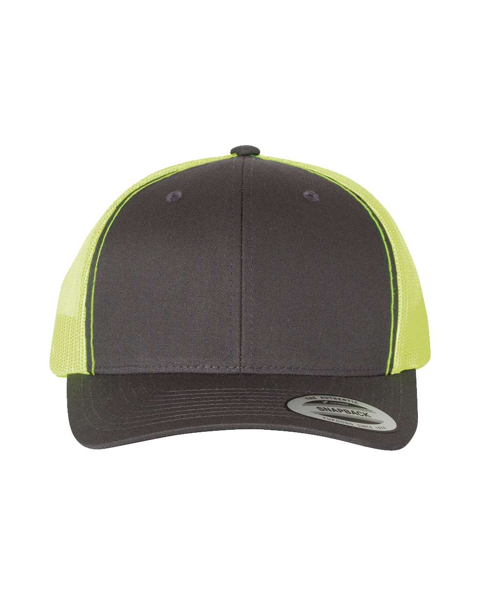 Yupoong 6606 Retro Trucker Cap - Charcoal/Neon Green