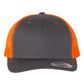 Yupoong 6606 Retro Trucker Cap - Charcoal/Neon Orange