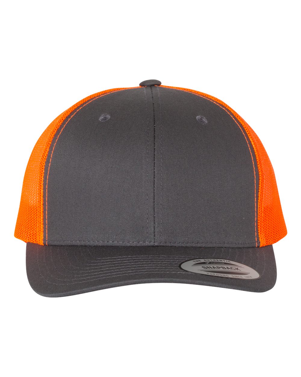 Yupoong 6606 Retro Trucker Cap - Charcoal/Neon Orange