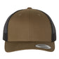 Yupoong 6606 Retro Trucker Cap - Coyote Brown/Black
