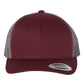 Yupoong 6606 Retro Trucker Cap - Maroon/Grey