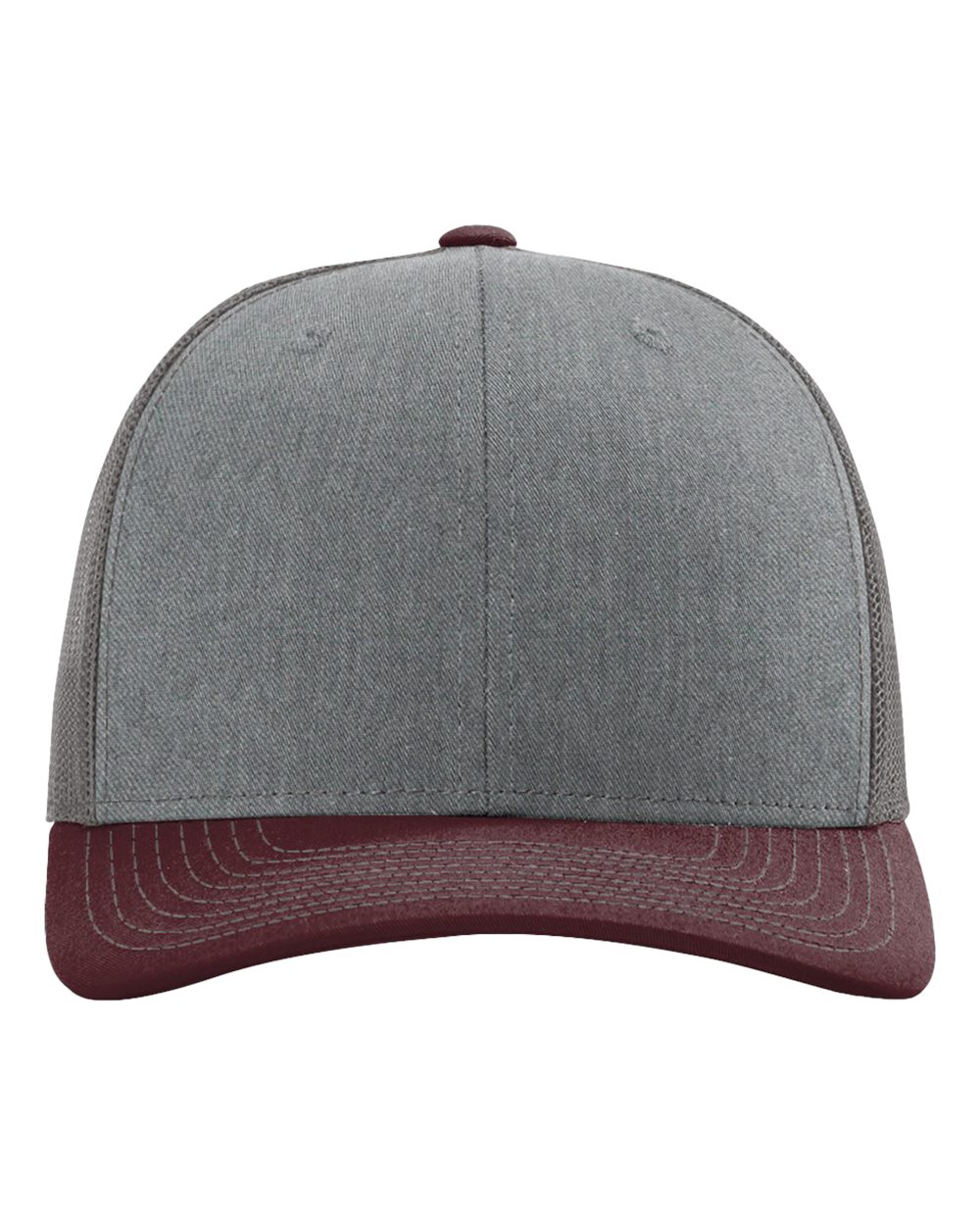 Richardson 112 Snapback Trucker Cap - Heather Grey/Charcoal/Maroon